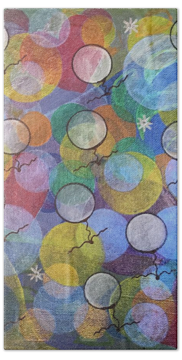 Intuitive Art Bath Towel featuring the painting Floating in the Vortex by Laurie's Intuitive