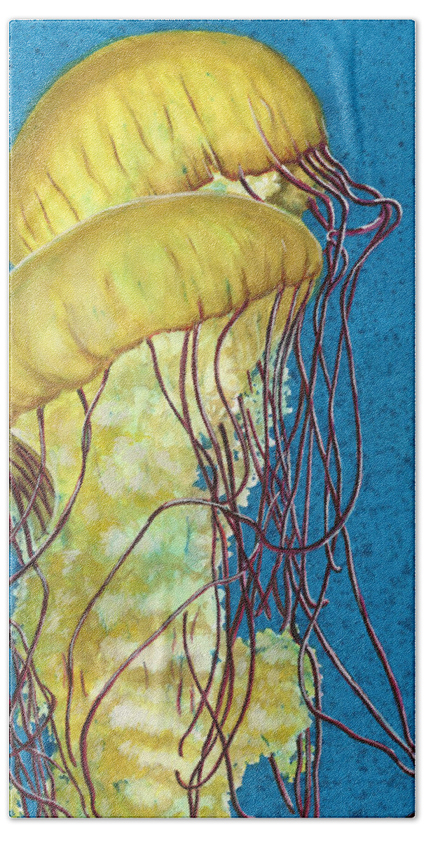 Jellyfish Bath Towel featuring the painting Flotsam by Thomas Hamm