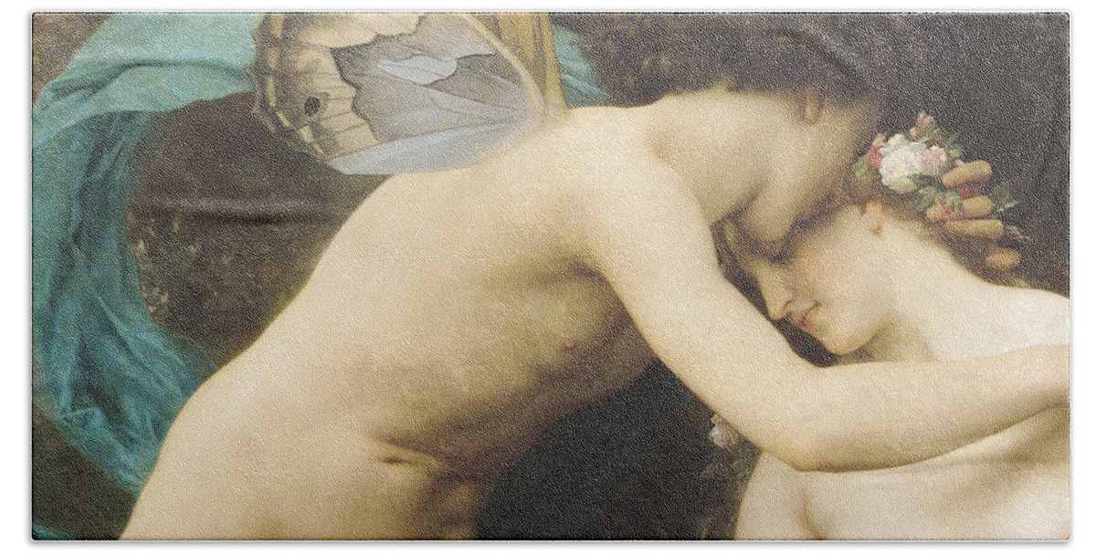 Flora And Zephyr Bath Towel featuring the painting Flora and Zephyr by William Adolphe Bouguereau