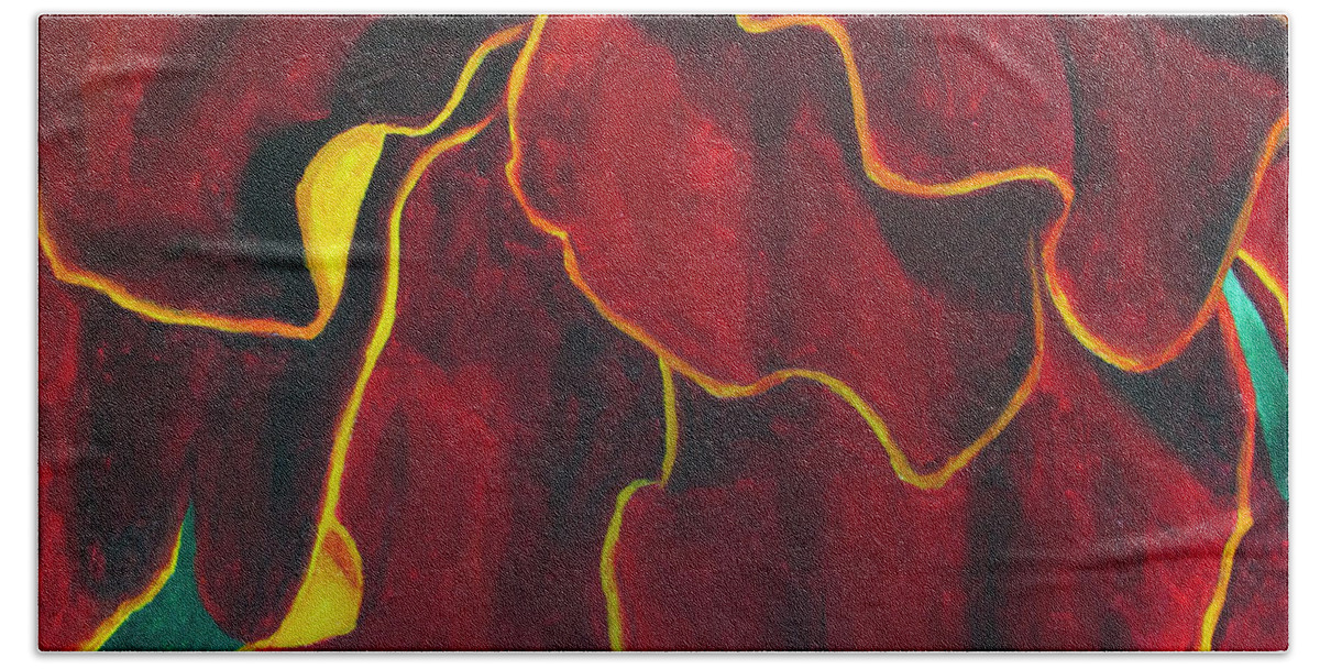 Flora Bath Towel featuring the painting Flora Series-Number 4 by Jim Harper