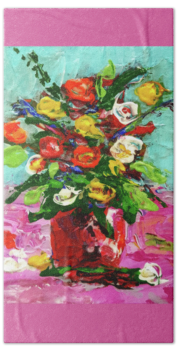 Floral Bath Towel featuring the painting Floral Arrangement by Janet Garcia