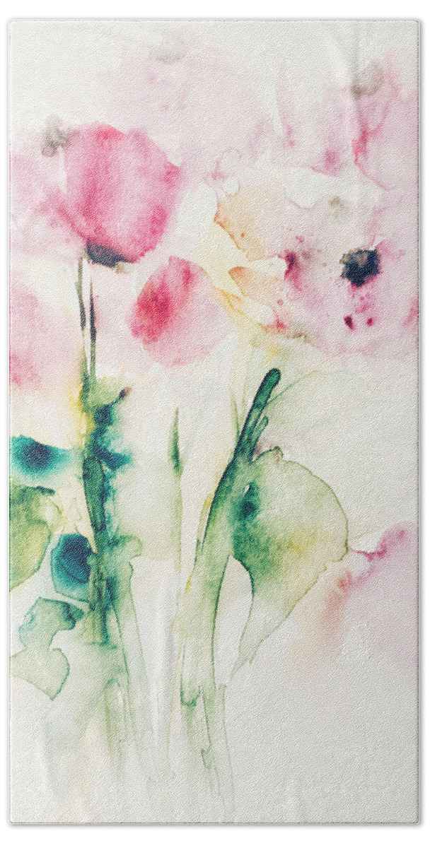 Flower Hand Towel featuring the painting Floral Fantasy by Britta Zehm
