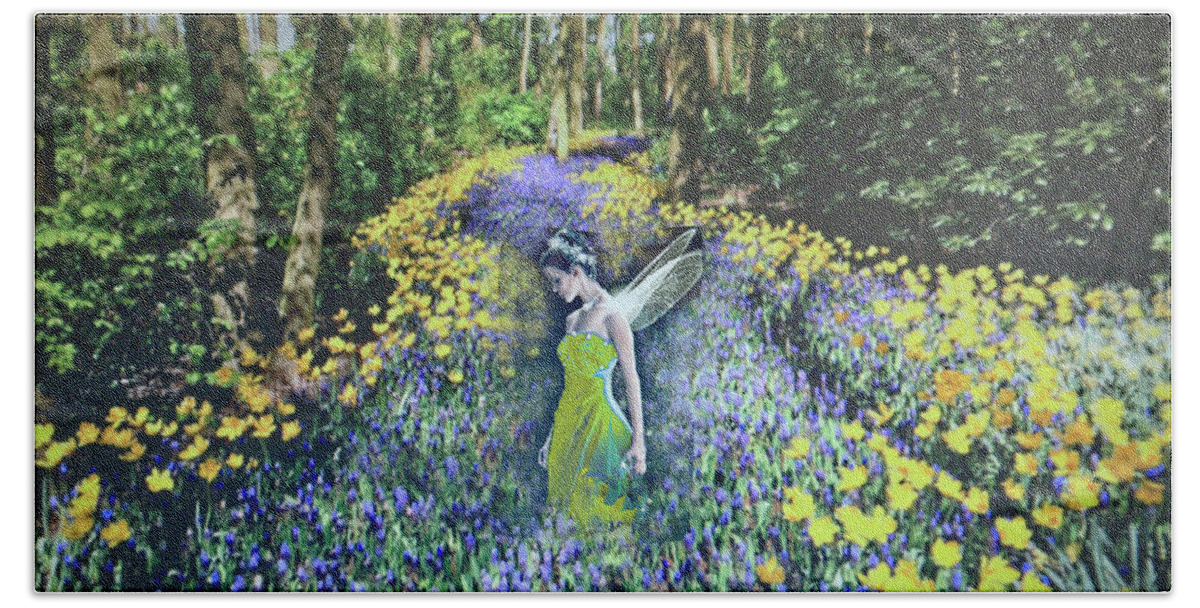 Fairy Tale Art Bath Towel featuring the digital art Floral Path by Dennis Baswell