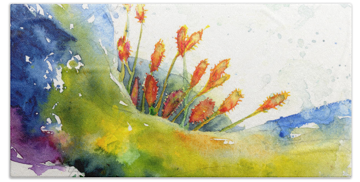 Watercolor Bath Towel featuring the painting Flower 1 by John D Benson