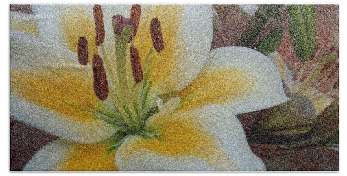 Flower Hand Towel featuring the photograph Flower close up 3 by Anita Burgermeister