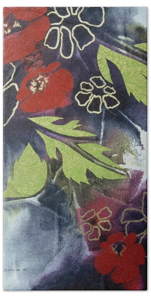 Contemporary Art Hand Towel featuring the painting Flower Collage by Louise Adams