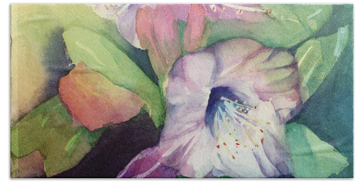 Floral Bath Towel featuring the painting Flower by Denice Palanuk Wilson