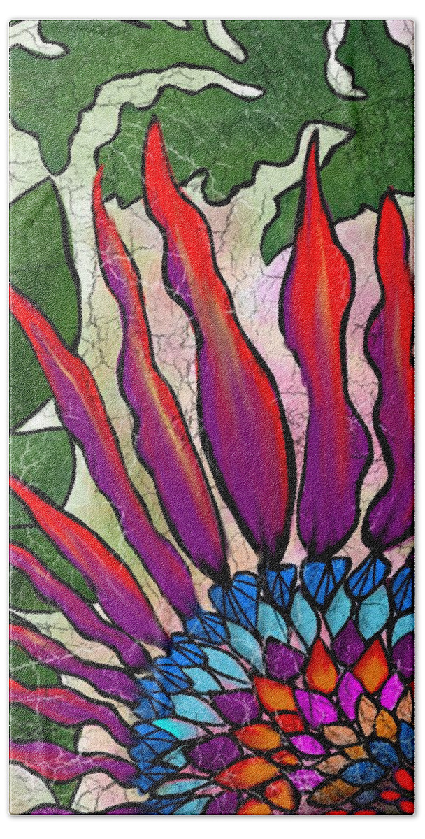 Flowers Bath Towel featuring the digital art Flower Flames by Kathleen Hromada