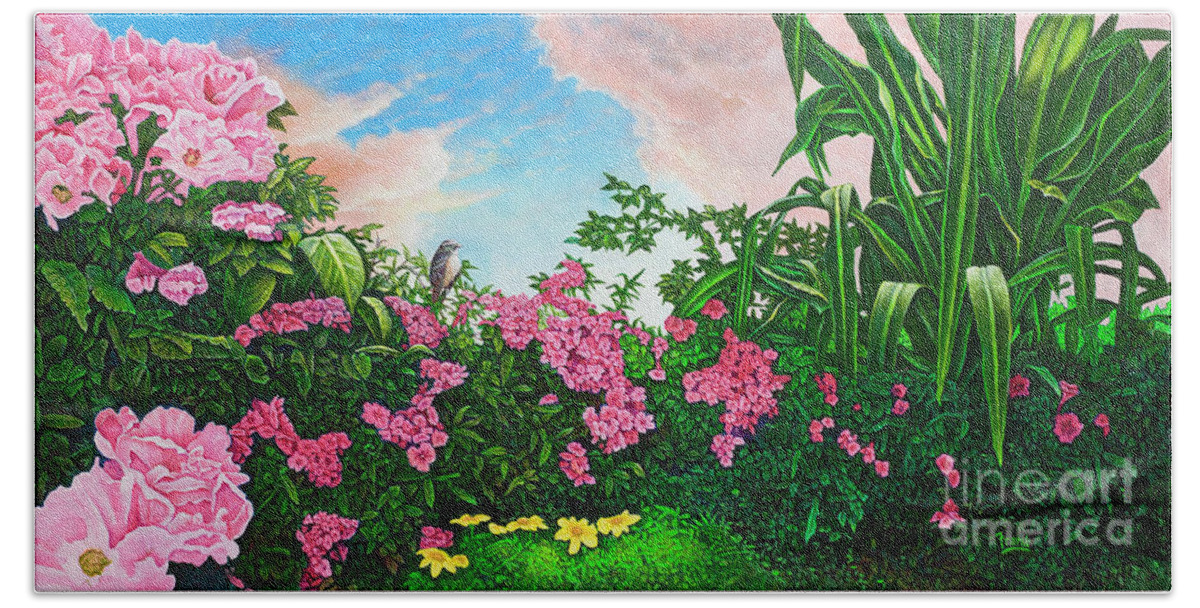 Flowers Hand Towel featuring the painting Flower Garden XI by Michael Frank