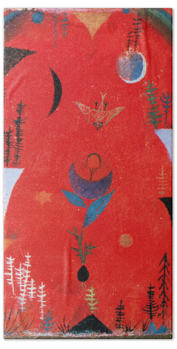 Paul Klee Bath Towel featuring the painting Flower Myth by Paul Klee