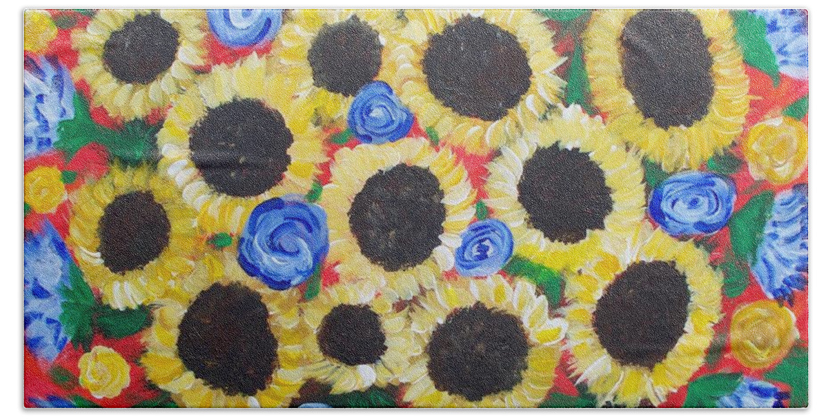 Flowers For Daddy Bath Towel featuring the painting Flowers For Daddy by Seaux-N-Seau Soileau