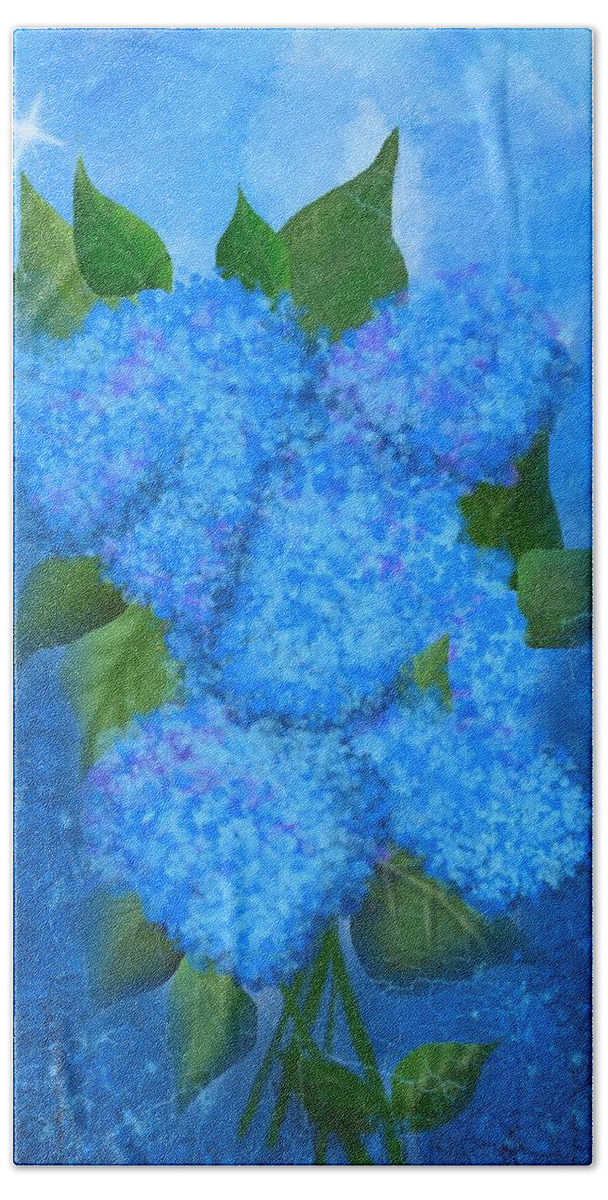 Flowers Hand Towel featuring the digital art Flowers in Blue. by Kathleen Hromada