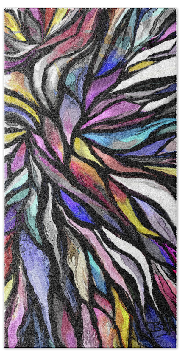 Colorful Hand Towel featuring the digital art Flowing by Jean Batzell Fitzgerald