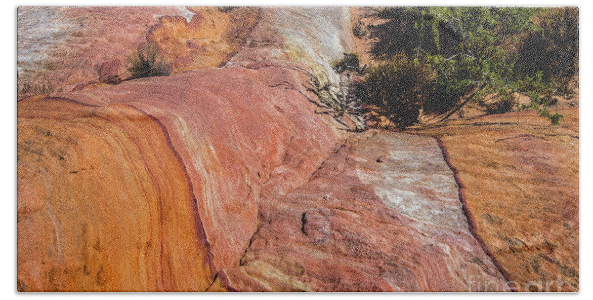 Valley Of Fire Bath Towel featuring the photograph Flowing Rock by Stephen Whalen