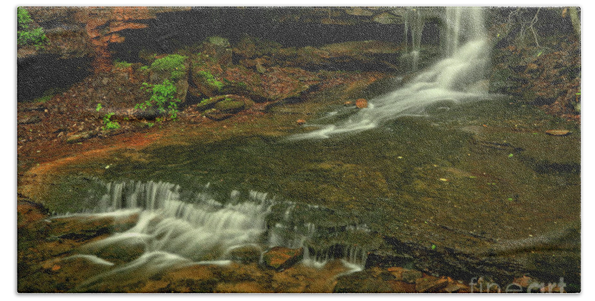 Cave Falls Bath Towel featuring the photograph Flowing Through The Forbes State Forest by Adam Jewell