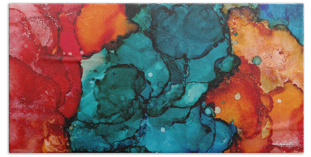 Alcohol Inks Bath Towel featuring the painting Fluid Depths Alcohol Ink Abstract by Nikki Marie Smith