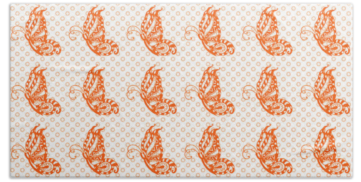 Butterfly Bath Towel featuring the digital art Fluttering Butterflies - Orange and White 2 by Shawna Rowe