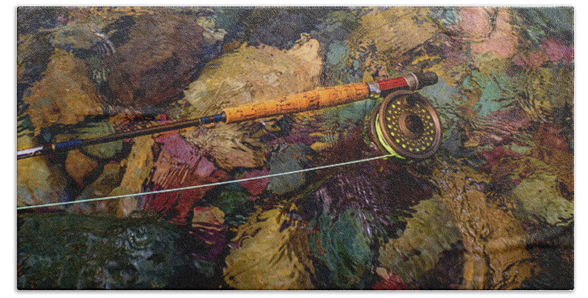 Flyfishing Bath Towel featuring the photograph Flyfishing Essentials by Thomas Nay