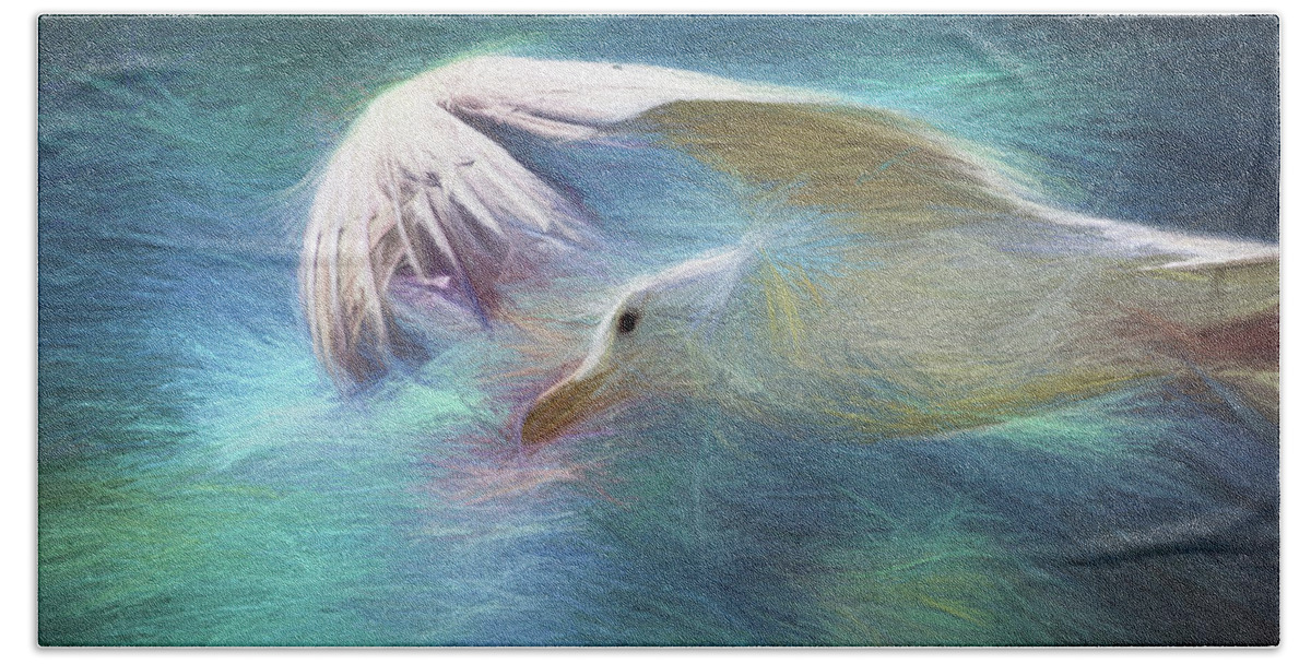 Seagull Bath Towel featuring the photograph Flying High by Peggy Collins