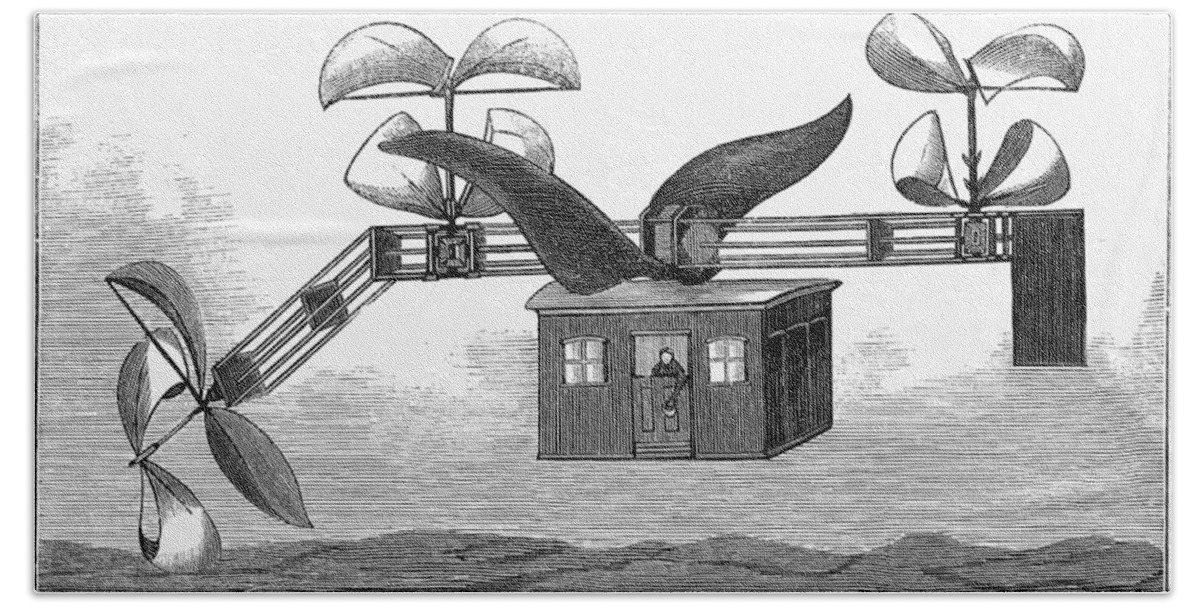1877 Bath Sheet featuring the photograph Flying Machine, 1877 by Granger