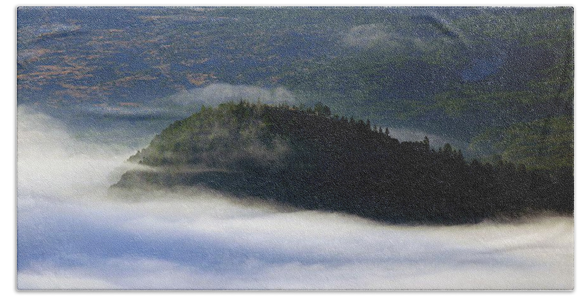 Mt.st.helens Bath Towel featuring the photograph Fog Bound by Steve Warnstaff