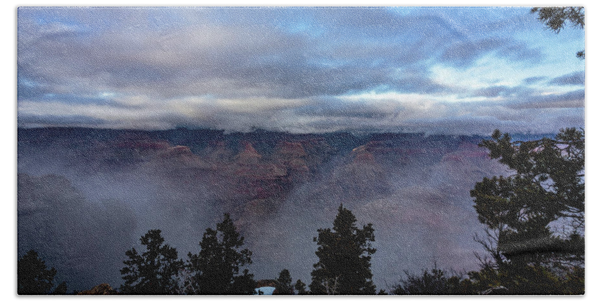Arizona Hand Towel featuring the photograph Fog Flows in the Canyon by Dennis Swena