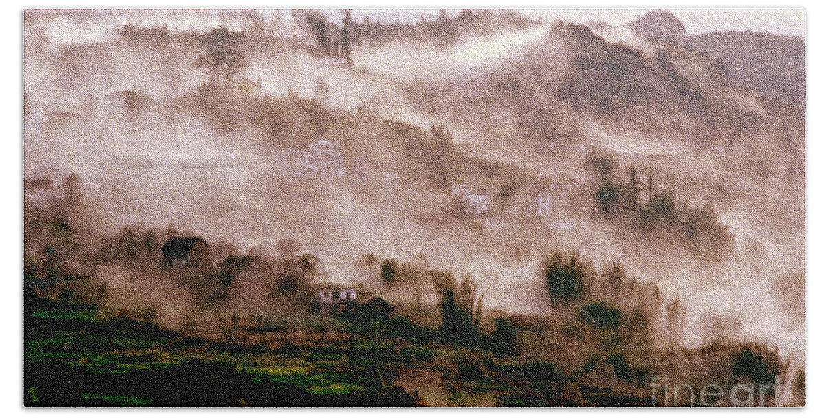 Foggy Sound Of Vietnam Hand Towel featuring the photograph FOGGY SOUND of VIETNAM by Silva Wischeropp