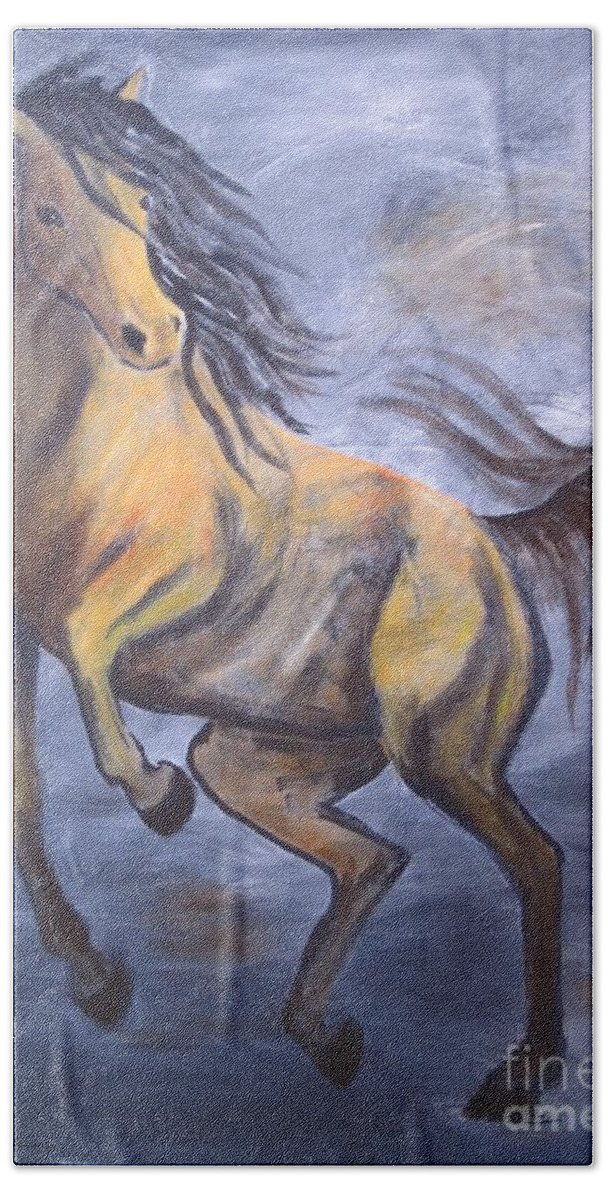 Horse Bath Towel featuring the painting Follow Me by Laurianna Taylor