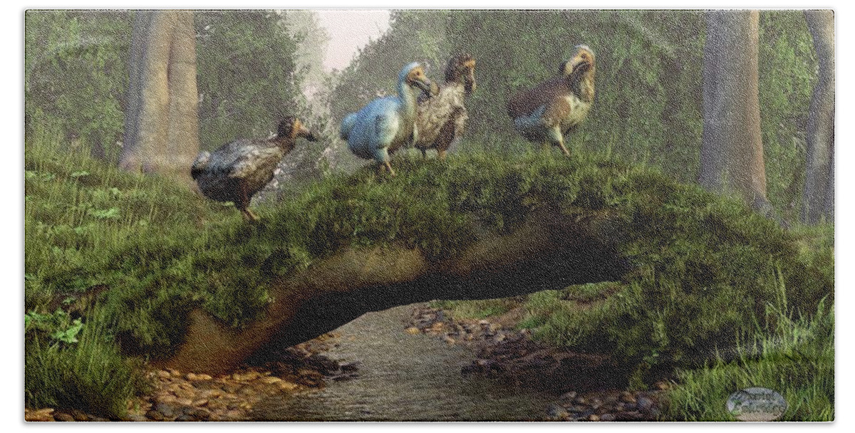 Wildlife Bath Towel featuring the digital art Follow the Dodo by Daniel Eskridge