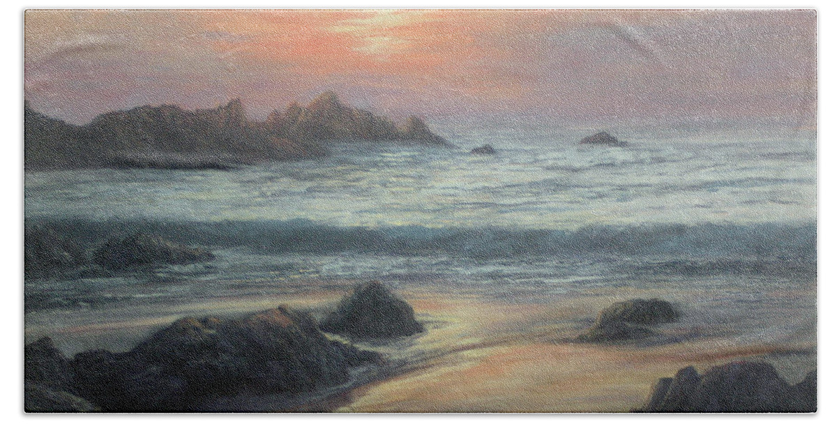 Seascape Hand Towel featuring the painting Fond Farewell by Valerie Travers