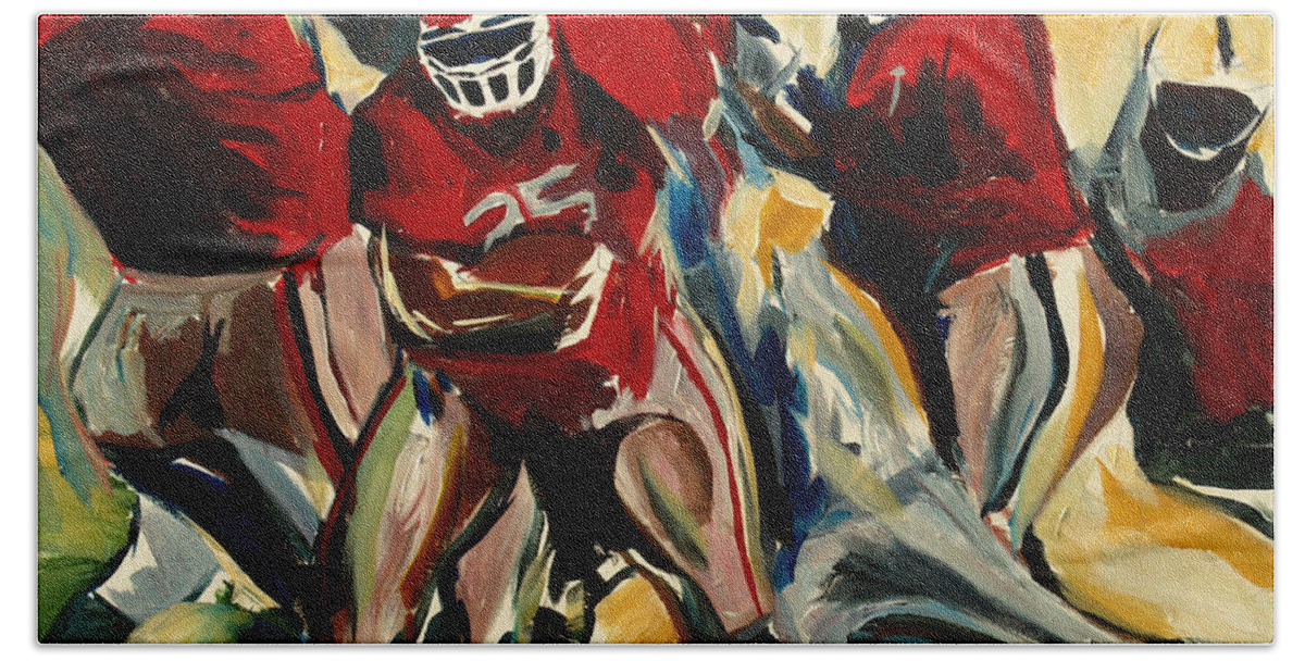  Hand Towel featuring the painting Football Pack by John Gholson