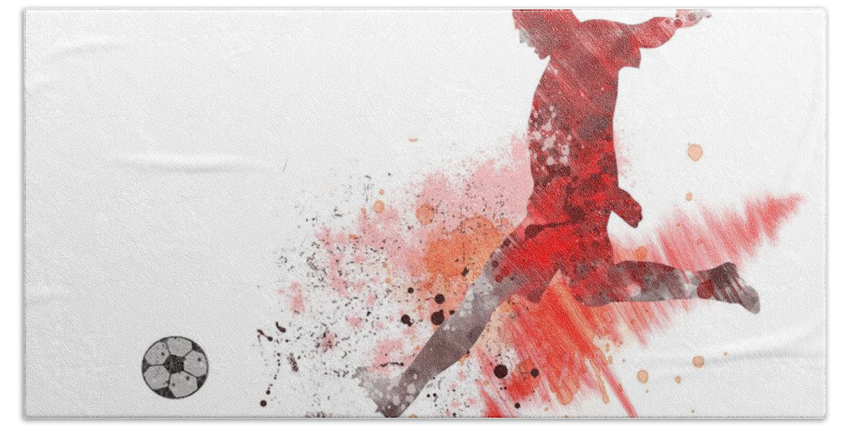 Football Player Hand Towel featuring the digital art Football Player by Marlene Watson