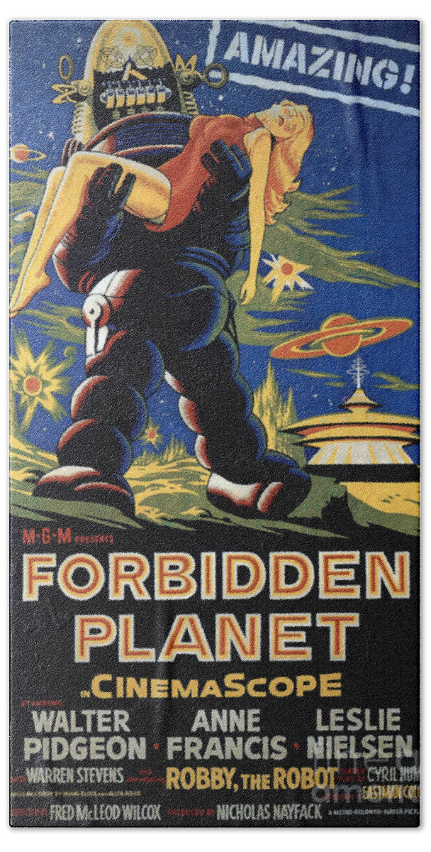 Forbidden Planet Hand Towel featuring the photograph Forbidden Planet Amazing Poster by Vintage Collectables