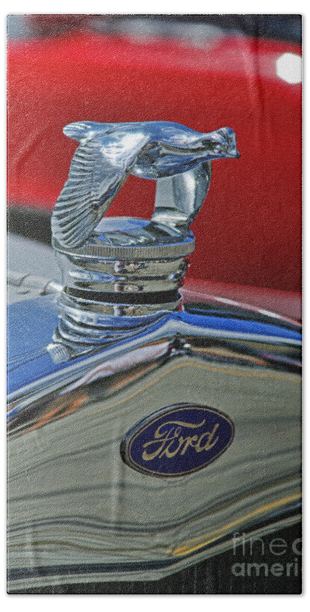 Cars Hand Towel featuring the photograph Ford Flying Bird Rad Cap by Randy Harris