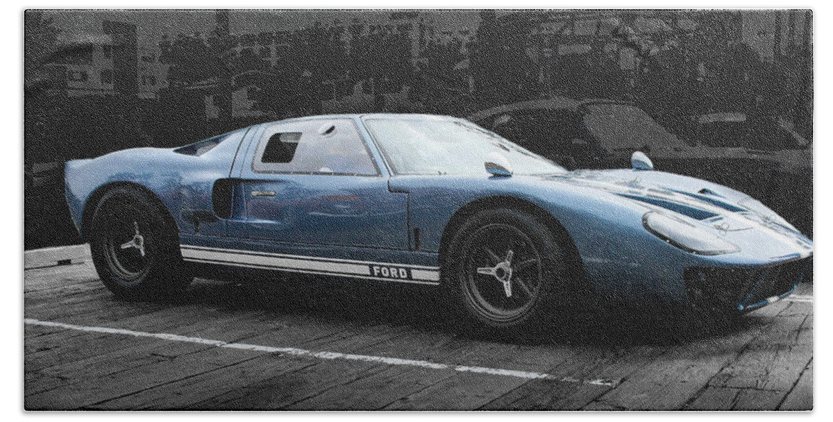 Ford Gt40 Bath Towel featuring the photograph Ford G T 40 - Blue by Gene Parks