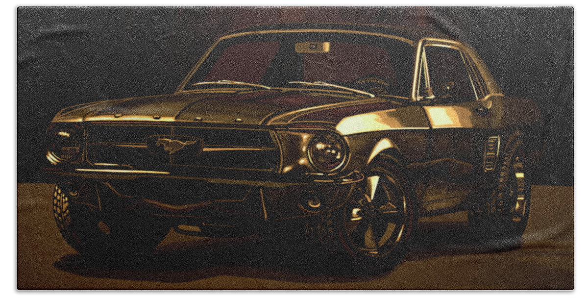 Ford Mustang Hand Towel featuring the mixed media Ford Mustang 1967 Mixed Media by Paul Meijering