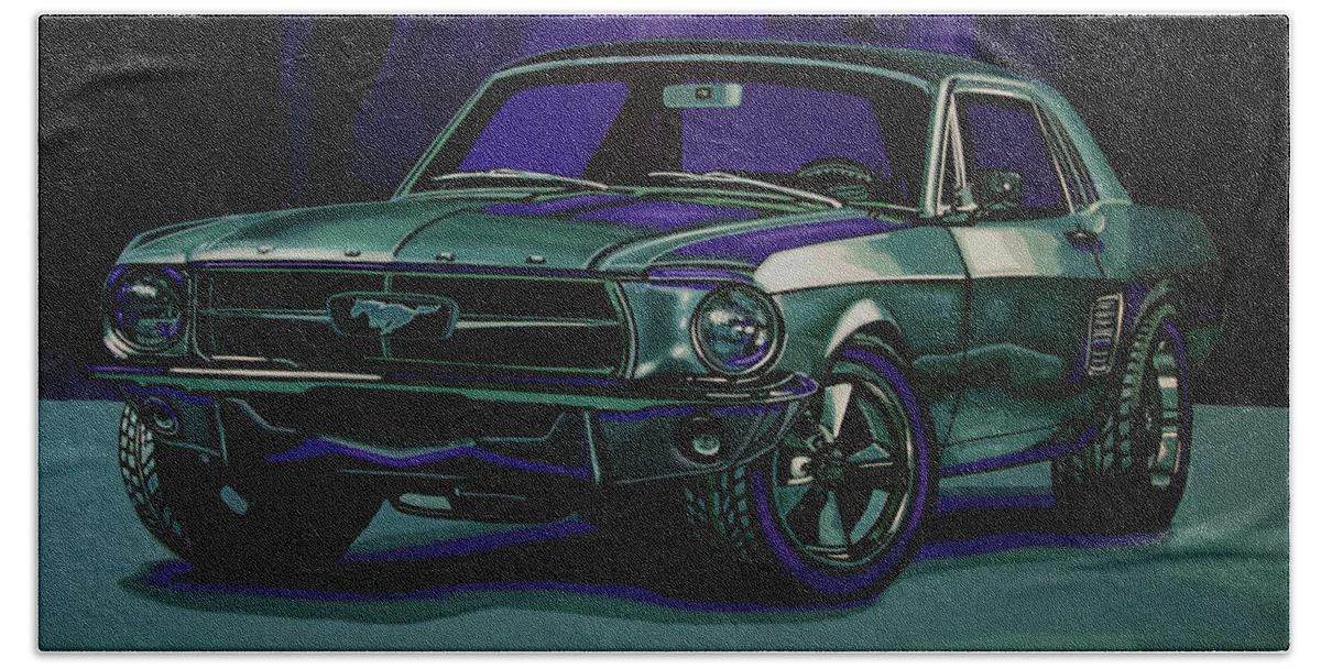Ford Mustang Hand Towel featuring the painting Ford Mustang 1967 Painting by Paul Meijering