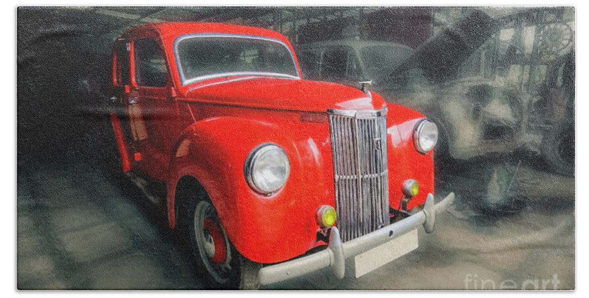 Red Hand Towel featuring the photograph Ford Prefect by Charuhas Images