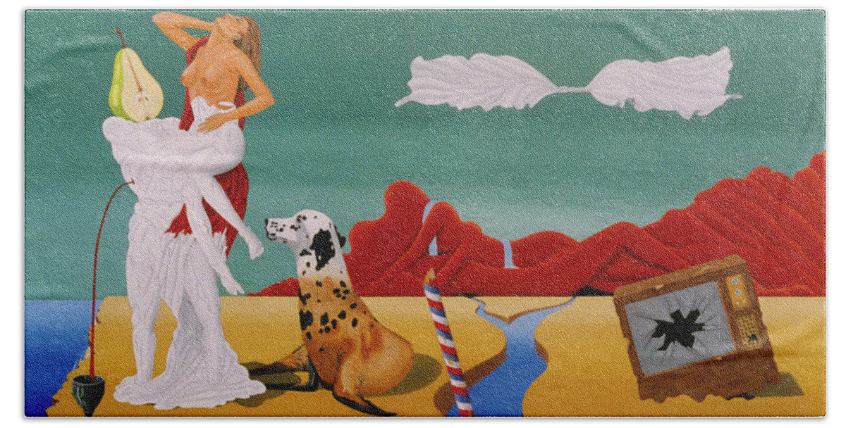  Hand Towel featuring the painting Foreign Affair by Paxton Mobley