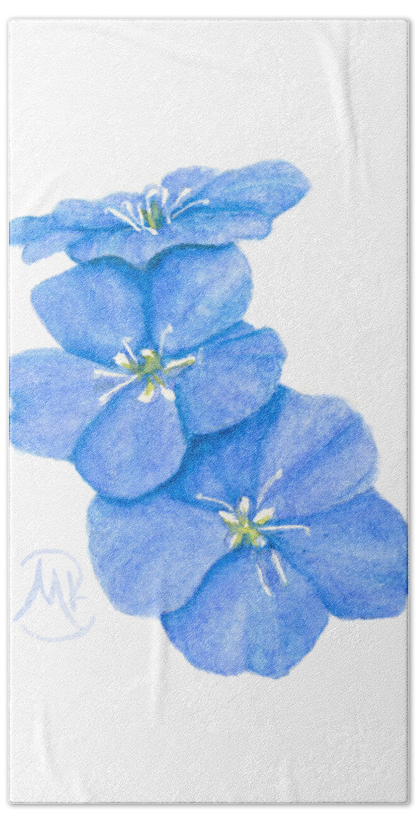 Flowers Bath Towel featuring the painting Forget Me Nots by Monica Burnette