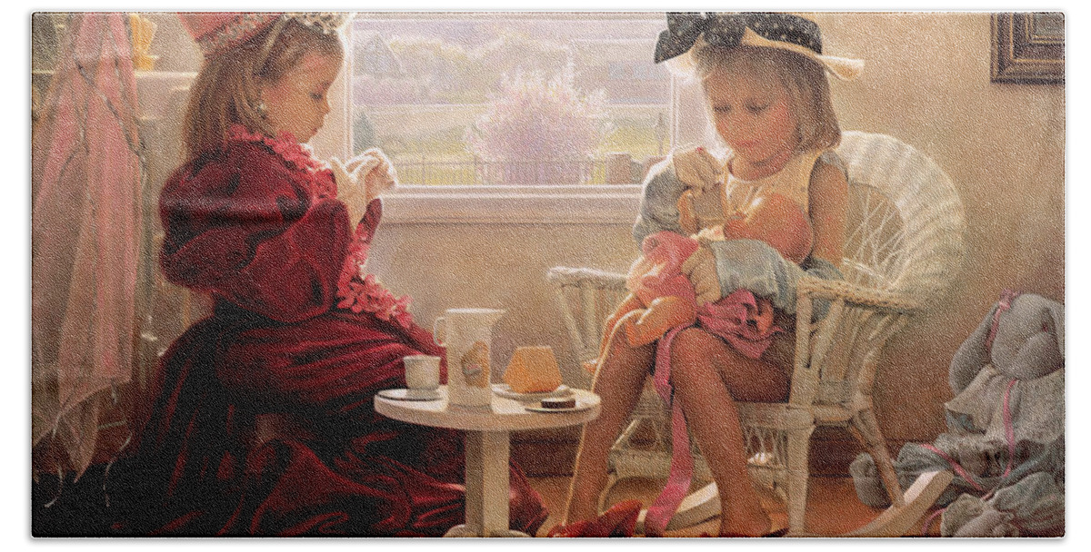 Girls Hand Towel featuring the painting Formal Luncheon by Greg Olsen