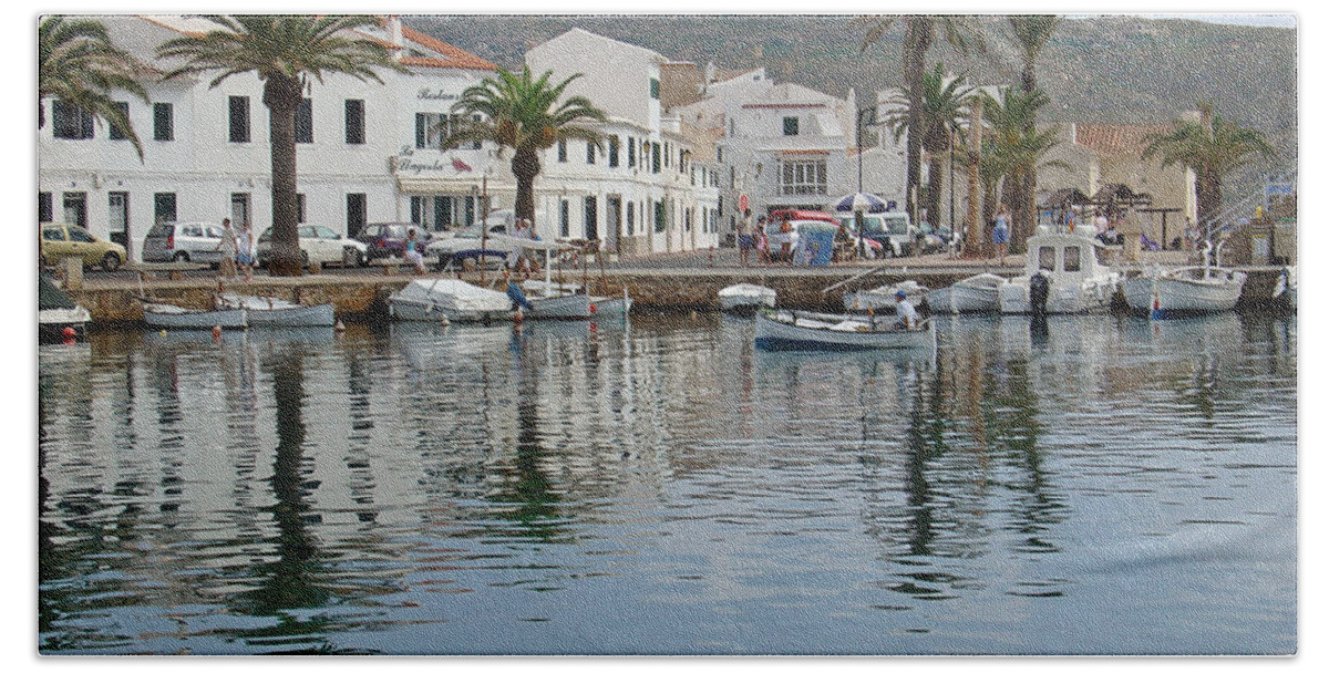Europe Bath Towel featuring the photograph Fornells Harbour, Menorca by Rod Johnson