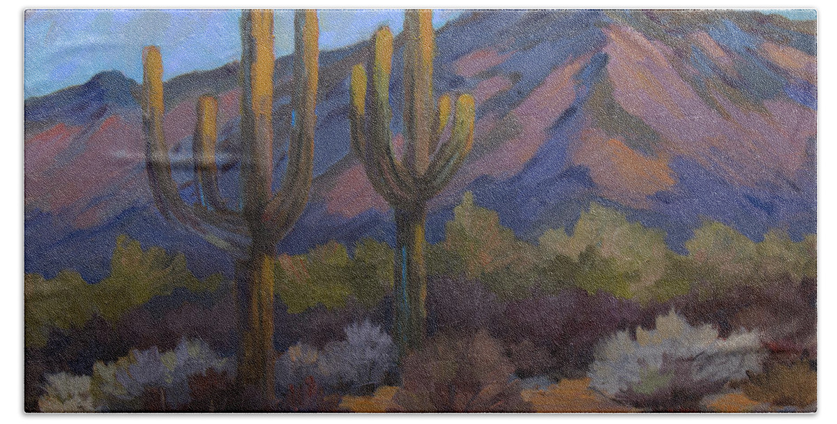 Fort Apache Bath Towel featuring the painting Fort Apache Junction by Diane McClary