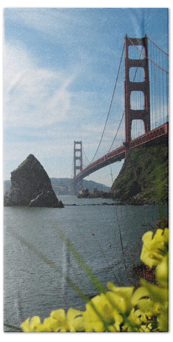 Golden Gate Bridge Hand Towel featuring the photograph Fort Baker Spring by Jeff Floyd CA