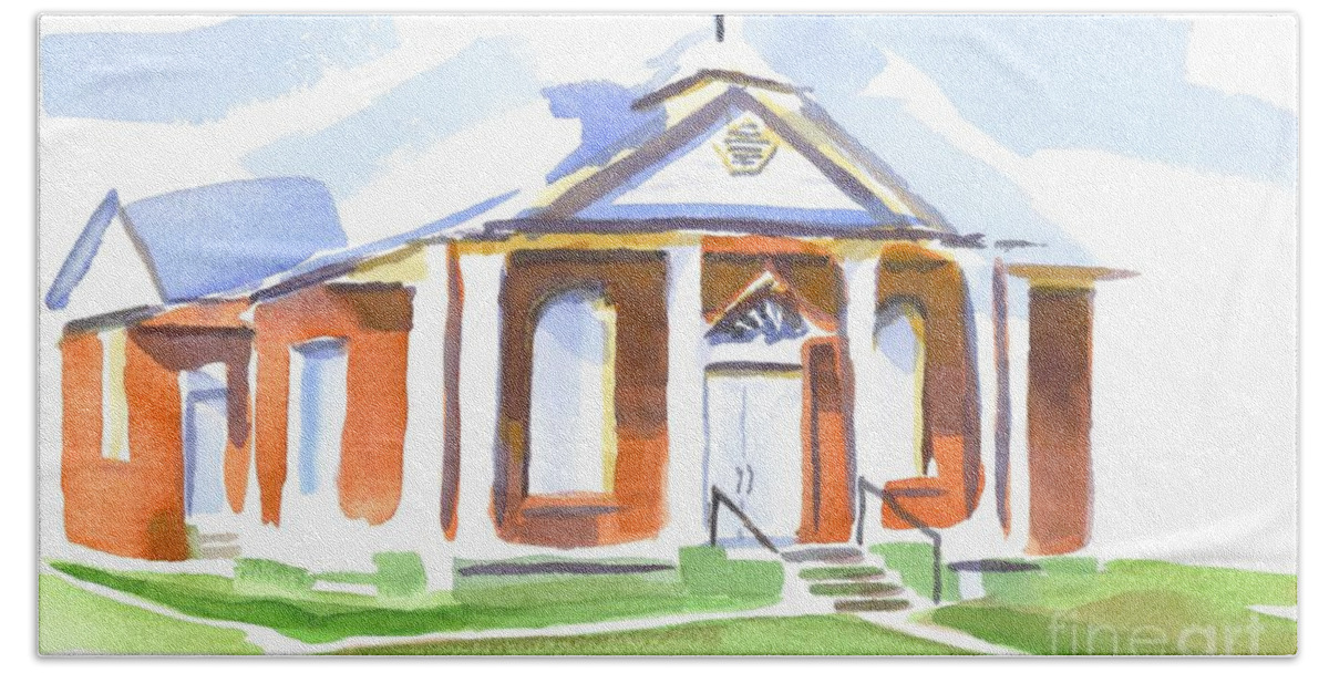 Fort Hill Methodist Church Bath Towel featuring the painting Fort Hill Methodist Church by Kip DeVore