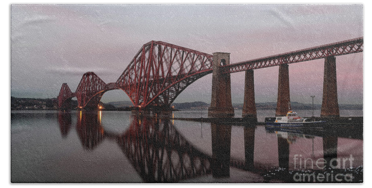 Railway Hand Towel featuring the photograph Forth Bridge at Sunset by Maria Gaellman