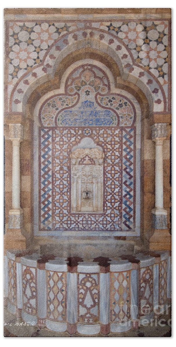 Architectural Hand Towel featuring the photograph Fountain Wall, Beiteddine Palace, Lebanon by Marc Nader