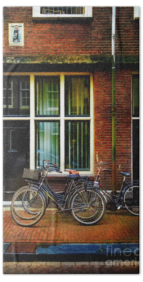 Bicycle Bath Towel featuring the photograph Four Bicycles In the Den Anspeker by Craig J Satterlee