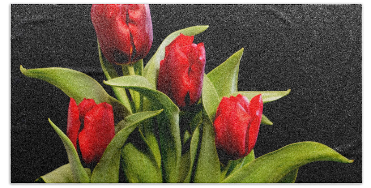 Tulips Bath Towel featuring the photograph Four Tulips by R Allen Swezey