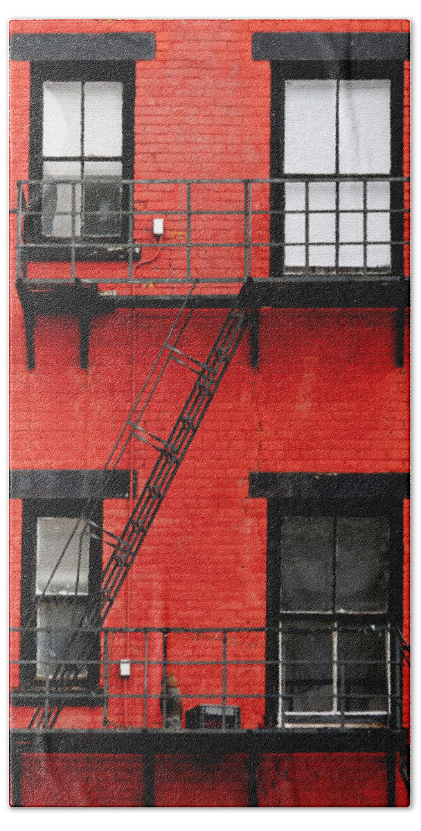 Cincinnati Ohio Red Windows Urban Hand Towel featuring the photograph Four Windows by Keith Allen
